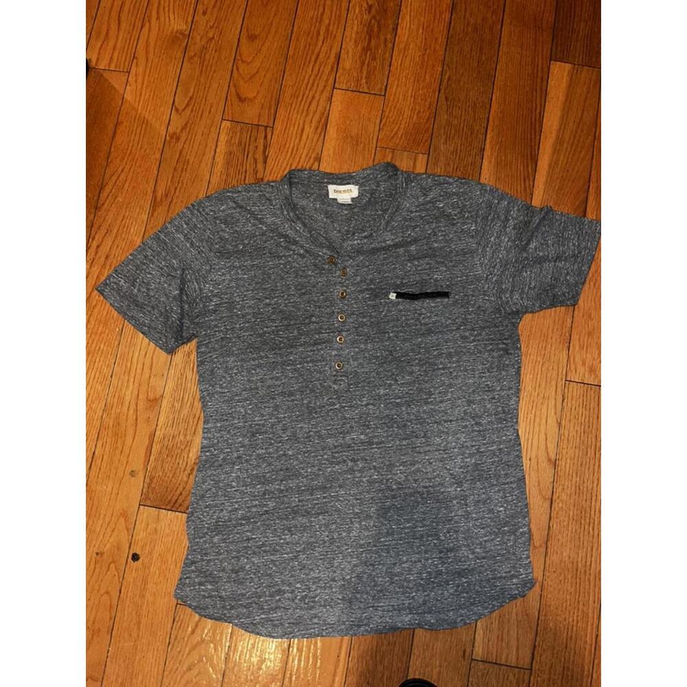 Diesel heather gray short henley shirt